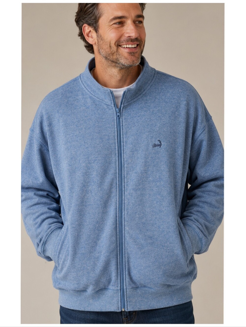 Cuffy's Cape Cod Men's Blue Heathered Full-Zip Fleece Sweatshirt 2XL